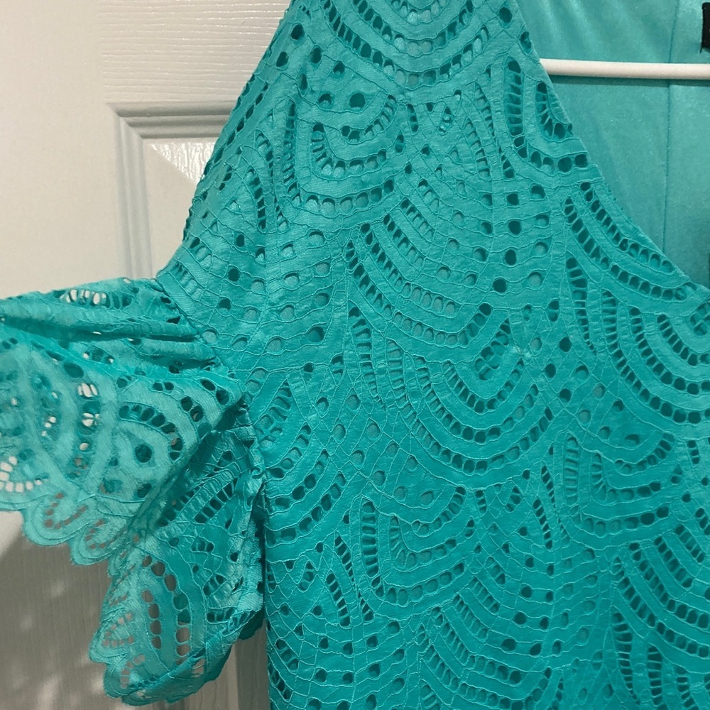 NWT Worthington SIZE L Turquoise Lace Dress - Picture 6 of 6